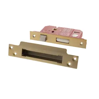Atlantic - ALKSASH5LK25SB British Standard 5 Lever Key Sashlock 2&period;5" - Satin Brass
