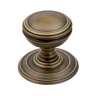 FB305AB Zoo Hardware Fulton & Bray Mortice Knob on Round Rose &lpar;Unsprung&rpar; Concealed Fix - Antique Brass