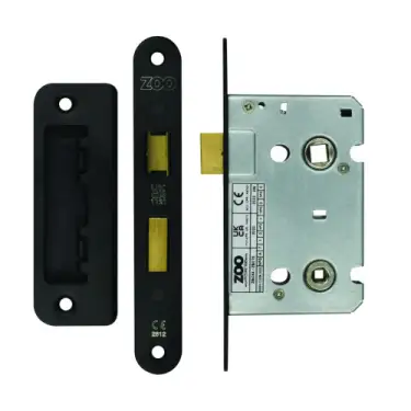 Click Here To Enlarge This Photo Of ZBC64RPCB Zoo Hardware Contract Residential Bathroom Lock 64mm &lpar;45mm Backset&rpar; Radius Forends Powder Coated Black