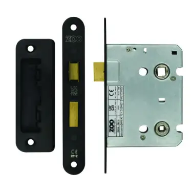 Click Here To Enlarge This Photo Of ZBC76RPCB Zoo Hardware Contract Residential Bathroom Lock 76mm &lpar;57mm Backset&rpar; Radius Forends Powder Coated Black