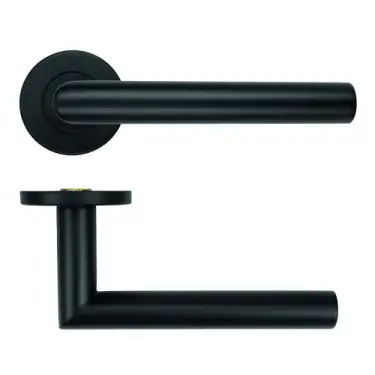 Click Here To Enlarge This Photo Of ZCS2010G36PCB Zoo Hardware 19mm Mitred Lever on Round Rose - 53mm x 6mm &lpar;Grade 201&rpar; Powder Coated Black