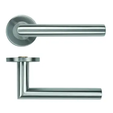Click Here To Enlarge This Photo Of ZCS2010G36SS Zoo Hardware 19mm Mitred Lever on Round Rose - 53mm x 6mm &lpar;Grade 201&rpar; Satin Stainless Steel
