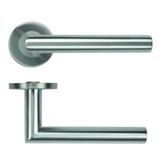 ZCS2010G36SS Zoo Hardware 19mm Mitred Lever on Round Rose - 53mm x 6mm &lpar;Grade 201&rpar; Satin Stainless Steel