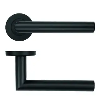ZCS2010G3PCB Zoo Hardware 19mm Mitred Lever on Round Rose - 52mm x 8mm &lpar;Grade 201&rpar; Powder Coated Black