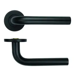 ZCS2020G36PCB Zoo Hardware 19mm Radius Lever on Round Rose - 53mm x 6mm &lpar;Grade 201&rpar; Powder Coated Black