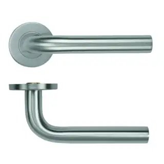 ZCS2020G36SS Zoo Hardware 19mm Radius Lever on Round Rose - 53mm x 6mm &lpar;Grade 201&rpar; Satin Stainless Steel