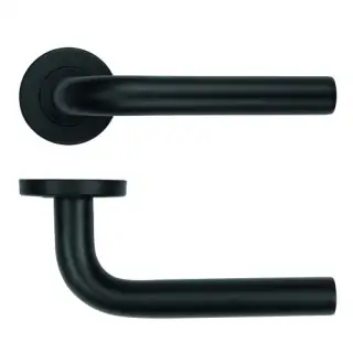 ZCS2020G3PCB Zoo Hardware 19mm Radius Lever on Round Rose - 52mm x 8mm &lpar;Grade 201&rpar; Powder Coated Black