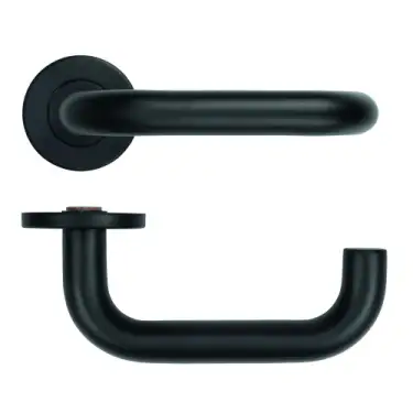Click Here To Enlarge This Photo Of ZCS2030G36PCB Zoo Hardware 19mm Return to Door Lever on Round Rose - 53mm x 6mm &lpar;Grade 201&rpar; Powder Coated Black