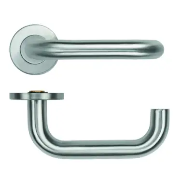 Click Here To Enlarge This Photo Of ZCS2030G36SS Zoo Hardware 19mm Return to Door Lever on Round Rose - 53mm x 6mm &lpar;Grade 201&rpar; Satin Stainless Steel