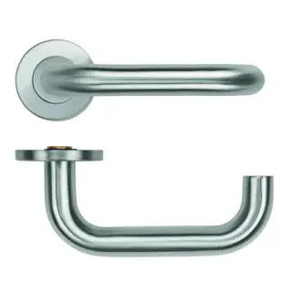 ZCS2030G36SS Zoo Hardware 19mm Return to Door Lever on Round Rose - 53mm x 6mm &lpar;Grade 201&rpar; Satin Stainless Steel