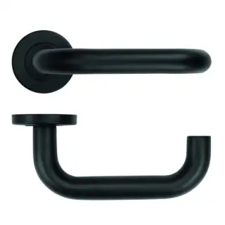 ZCS2030G3PCB Zoo Hardware 19mm Return to Door Lever on Round Rose - 52mm x 8mm &lpar;Grade 201&rpar; Powder Coated Black