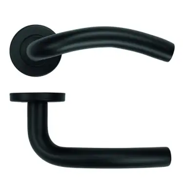 Click Here To Enlarge This Photo Of ZCS2040G3PCB Zoo Hardware 19mm Arched Lever on Round Rose - 52mm x 8mm &lpar;Grade 201&rpar; Powder Coated Black