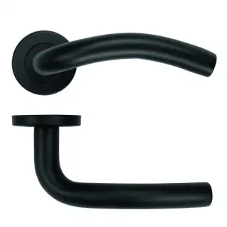 ZCS2040G3PCB Zoo Hardware 19mm Arched Lever on Round Rose - 52mm x 8mm &lpar;Grade 201&rpar; Powder Coated Black