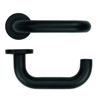 Click Here To Enlarge This Photo Of ZCS2080G3PCB Zoo Hardware 22mm Return to Door Lever on Round Rose - 52mm x 8mm &lpar;Grade 201&rpar; Powder Coated Black