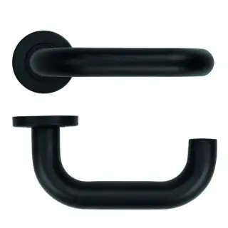 ZCS2080G3PCB Zoo Hardware 22mm Return to Door Lever on Round Rose - 52mm x 8mm &lpar;Grade 201&rpar; Powder Coated Black