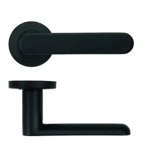 ZCS2090G3PCB Zoo Hardware 19mm Arched Lever on Round Rose - 52mm x 8mm &lpar;Grade 201&rpar; Powder Coated Black