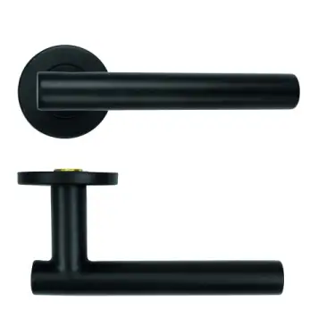 Click Here To Enlarge This Photo Of ZCS2130G36PCB Zoo Hardware 19mm Straight T-Bar Lever on Round Rose - 53mm x 6mm &lpar;Grade 201&rpar; Powder Coated Black