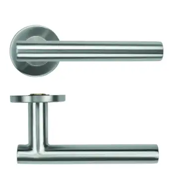 Click Here To Enlarge This Photo Of ZCS2130G36SS Zoo Hardware 19mm Straight T-Bar Lever on Round Rose - 53mm x 6mm &lpar;Grade 201&rpar; Satin Stainless Steel