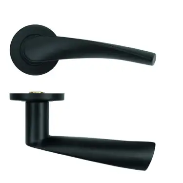 Click Here To Enlarge This Photo Of ZCS2140G36PCB Zoo Hardware Twist Lever on Round Rose - 53mm x 6mm &lpar;Grade 201&rpar; Powder Coated Black