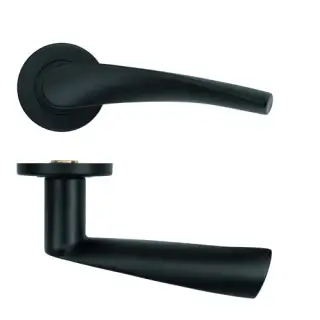 ZCS2140G36PCB Zoo Hardware Twist Lever on Round Rose - 53mm x 6mm &lpar;Grade 201&rpar; Powder Coated Black