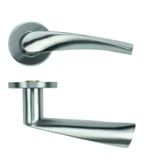 ZCS2140G36SS Zoo Hardware Twist Lever on Round Rose - 53mm x 6mm &lpar;Grade 201&rpar; Satin Stainless Steel
