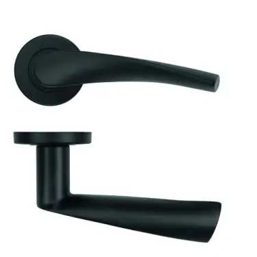 Click Here To Enlarge This Photo Of ZCS2140G3PCB Zoo Hardware Twist Lever on Round Rose - 52mm x 8mm &lpar;Grade 201&rpar; Powder Coated Black
