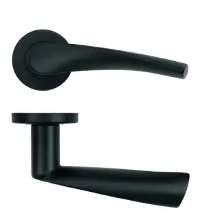 ZCS2140G3PCB Zoo Hardware Twist Lever on Round Rose - 52mm x 8mm &lpar;Grade 201&rpar; Powder Coated Black