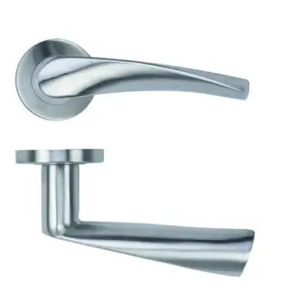 ZCS2140G3SS Zoo Hardware Twist Lever on Round Rose - 52mm x 8mm &lpar;Grade 201&rpar; Satin Stainless Steel