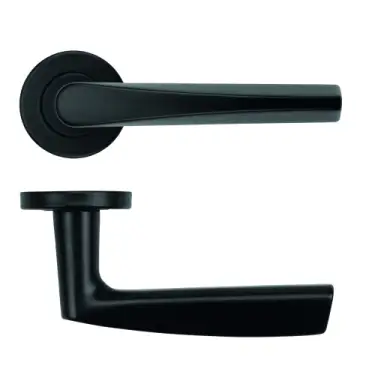 Click Here To Enlarge This Photo Of ZCS2170G3PCB Zoo Hardware Designer Lever on Round Rose - 52mm x 8mm &lpar;Grade 201&rpar; Powder Coated Black