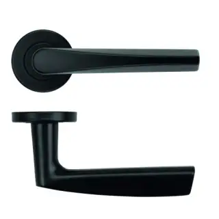 ZCS2170G3PCB Zoo Hardware Designer Lever on Round Rose - 52mm x 8mm &lpar;Grade 201&rpar; Powder Coated Black