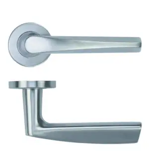 ZCS2170G3SS Zoo Hardware Designer Lever on Round Rose - 52mm x 8mm &lpar;Grade 201&rpar; Satin Stainless Steel