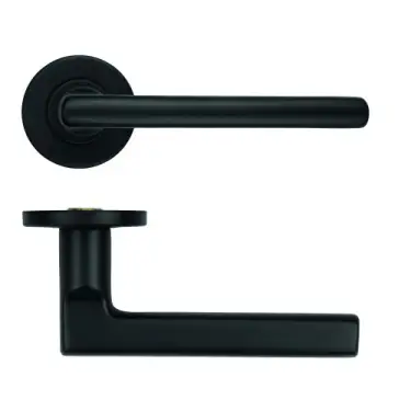 Click Here To Enlarge This Photo Of ZCS2180G36PCB Zoo Hardware Modern Lever on Round Rose - 53mm x 6mm &lpar;Grade 201&rpar; Powder Coated Black