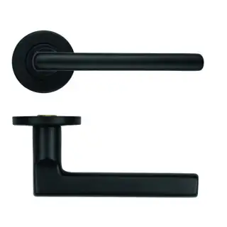 ZCS2180G36PCB Zoo Hardware Modern Lever on Round Rose - 53mm x 6mm &lpar;Grade 201&rpar; Powder Coated Black