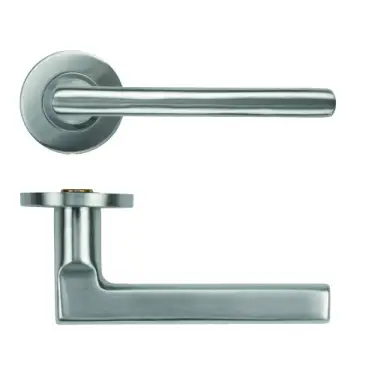 Click Here To Enlarge This Photo Of ZCS2180G36SS Zoo Hardware Modern Lever on Round Rose - 53mm x 6mm &lpar;Grade 201&rpar; Satin Stainless Steel