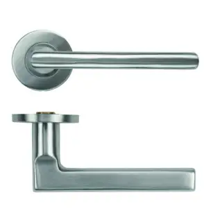 ZCS2180G36SS Zoo Hardware Modern Lever on Round Rose - 53mm x 6mm &lpar;Grade 201&rpar; Satin Stainless Steel