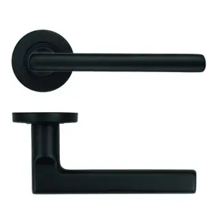 ZCS2180G3PCB Zoo Hardware Modern Lever on Round Rose - 52mm x 8mm &lpar;Grade 201&rpar; Powder Coated Black