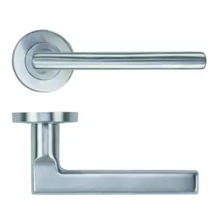ZCS2180G3SS Zoo Hardware Modern Lever on Round Rose - 52mm x 8mm &lpar;Grade 201&rpar; Satin Stainless Steel