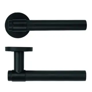 ZCS2190G3PCB Zoo Hardware Knurled Lever on Round Rose - 52mm x 8mm &lpar;Grade 201&rpar; Powder Coated Black