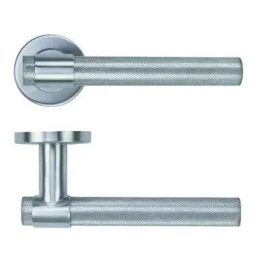 Click Here To Enlarge This Photo Of ZCS2190G3SS Zoo Hardware Knurled Lever on Round Rose - 52mm x 8mm &lpar;Grade 201&rpar; Satin Stainless Steel