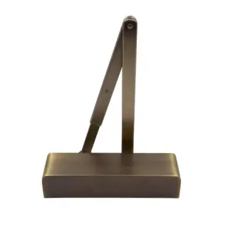 ZDC0024A-AB Zoo Hardware Power Size 2-4 Overhead Door Closer with Matching Arm and Semi Radius Cover - Antique Brass Finish