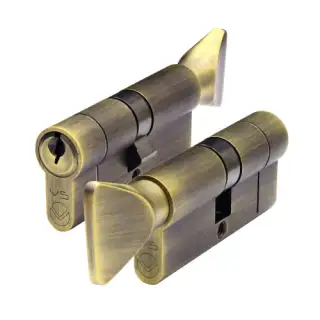 V5EP60CTABKTD Zoo Hardware Vier 5 Euro Profile 60mm Cylinder & Turn Keyed to Differ - Antique Brass Finish