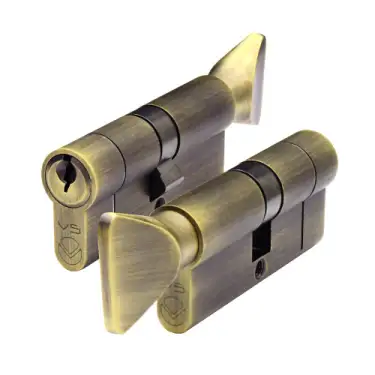 Click Here To Enlarge This Photo Of V5EP70CTABKTD Zoo Hardware Vier 5 Euro Profile 70mm Cylinder & Turn Keyed to Differ - Antique Brass Finish