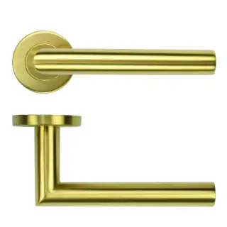 ZCS2010G3PVDSB Zoo Hardware 19mm Mitred Lever on Round Rose - 52mm x 8mm &lpar;Grade 201&rpar; PVD Satin Brass