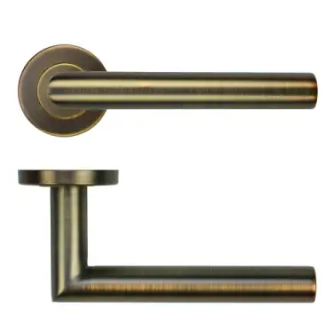 Click Here To Enlarge This Photo Of ZCS2010G3AB Zoo Hardware 19mm Mitred Lever on Round Rose - 52mm x 8mm &lpar;Grade 201&rpar; Antique Brass