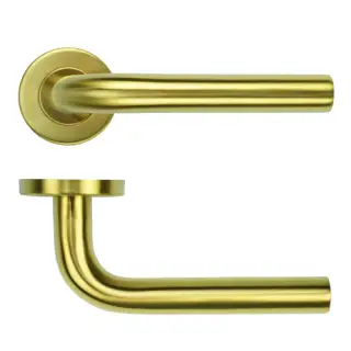 ZCS2020G3PVDSB Zoo Hardware 19mm Radius Lever on Round Rose - 52mm x 8mm &lpar;Grade 201&rpar; PVD Satin Brass