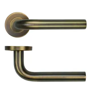 ZCS2020G3AB Zoo Hardware 19mm Radius Lever on Round Rose - 52mm x 8mm &lpar;Grade 201&rpar; Antique Brass