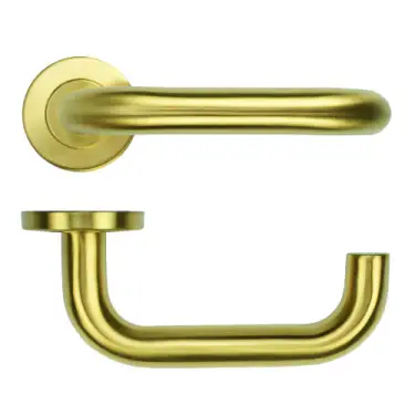 Click Here To Enlarge This Photo Of ZCS2030G3PVDSB Zoo Hardware 19mm Return to Door Lever on Round Rose - 52mm x 8mm &lpar;Grade 201&rpar; PVD Satin Brass