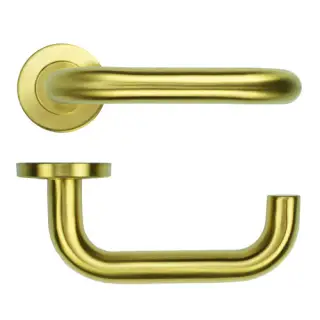 ZCS2030G3PVDSB Zoo Hardware 19mm Return to Door Lever on Round Rose - 52mm x 8mm &lpar;Grade 201&rpar; PVD Satin Brass
