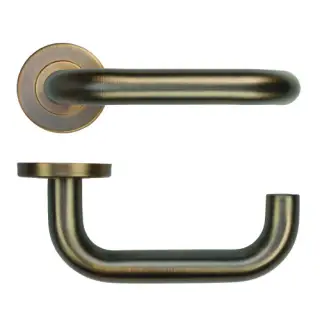 ZCS2030G3AB Zoo Hardware 19mm Return to Door Lever on Round Rose - 52mm x 8mm &lpar;Grade 201&rpar; Antique Brass
