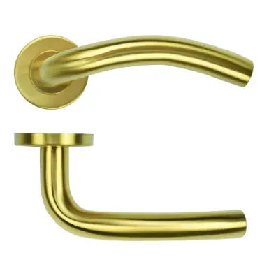 Click Here To Enlarge This Photo Of ZCS2040G3PVDSB Zoo Hardware 19mm Arched Lever on Round Rose - 52mm x 8mm &lpar;Grade 201&rpar; PVD Satin Brass